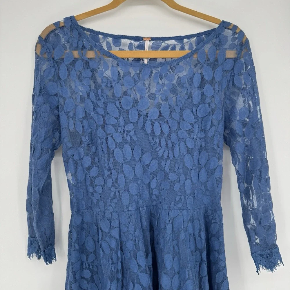 Free People Blue Asymmetrical Lace Dress - Picture 2 of 11